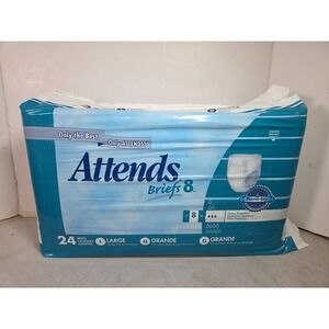 Vintage Attends Briefs 8 PermaDry Plastic Backed 2 Tab 2002 Diaper Sample 2PK LG